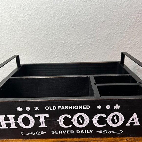 NEW Hot Chocolate Bar Organizer with Handle, Farmhouse Hot Cocoa Bar Supplies - Picture 2 of 8